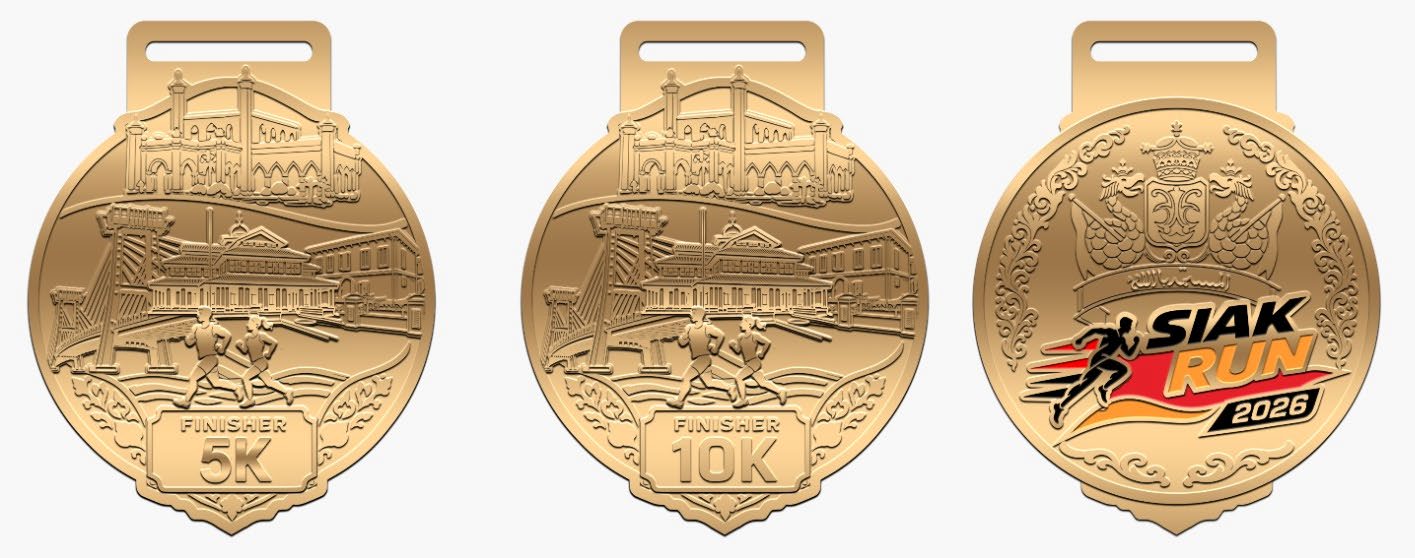 Medali finisher 5K, 10K, dan medali edisi Siak Run 2026