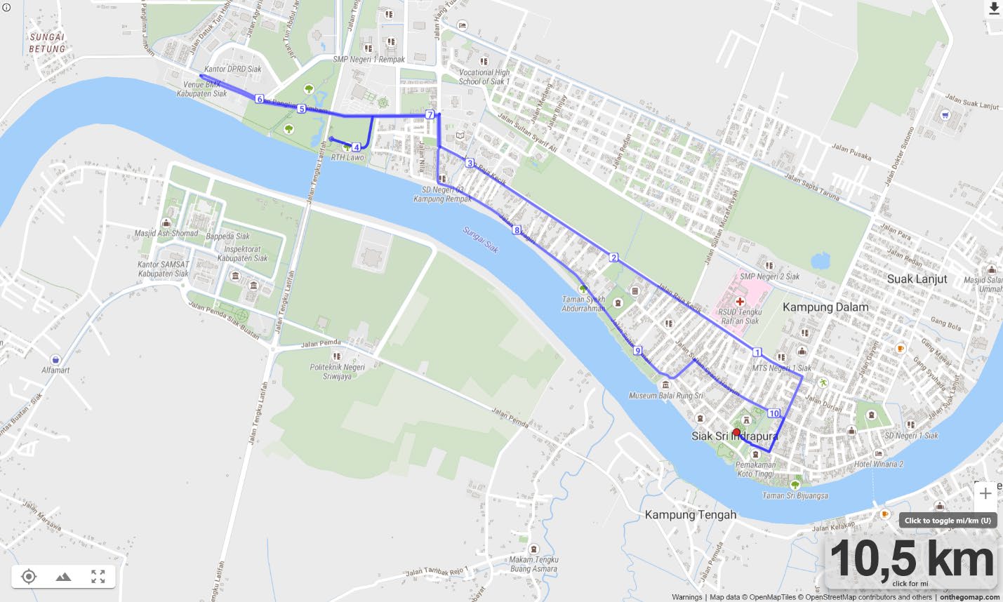 Peta rute 10K Siak Run