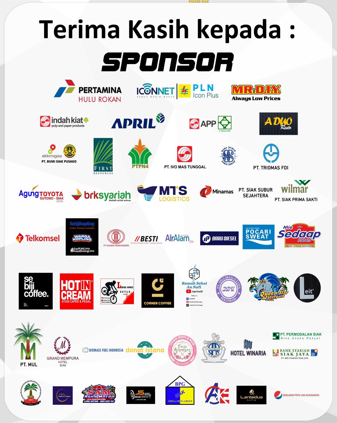 Logo-logo sponsor Siak Run 2025